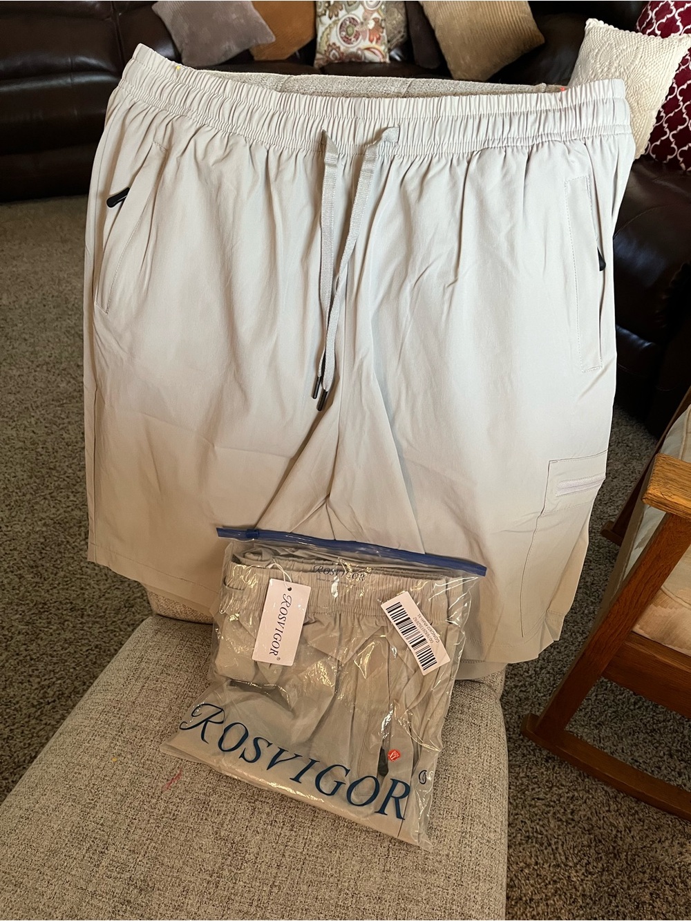 Light Tan Cargo Drawstring Shorts